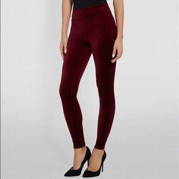NWT Spanx Velvet Leggings. Burgundy, Size M. - Picture 1 of 1